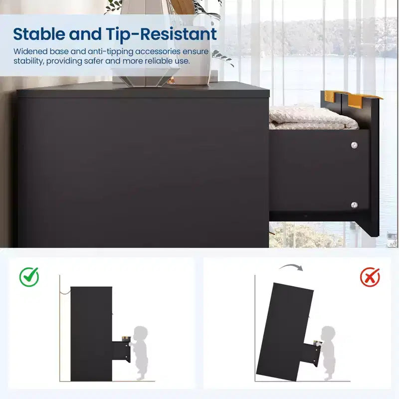 Cassettiera a 10 cassetti per camera da letto, cassettiera in legno da 149,86 cm con maniglie dorate, cassettiera grande scanalata, supporto TV, organizer per vestiti per camera da letto