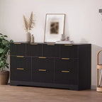 Cassettiera a 10 cassetti per camera da letto, cassettiera in legno da 149,86 cm con maniglie dorate, cassettiera grande scanalata, supporto TV, organizer per vestiti per camera da letto