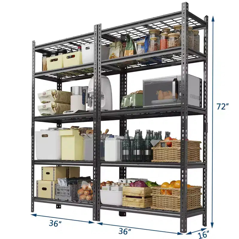 Scaffalatura da garage 2200 libbre Scaffali portaoggetti Scaffalatura metallica regolabile Scaffali metallici a 5 ripiani per garage, cucina, dispensa