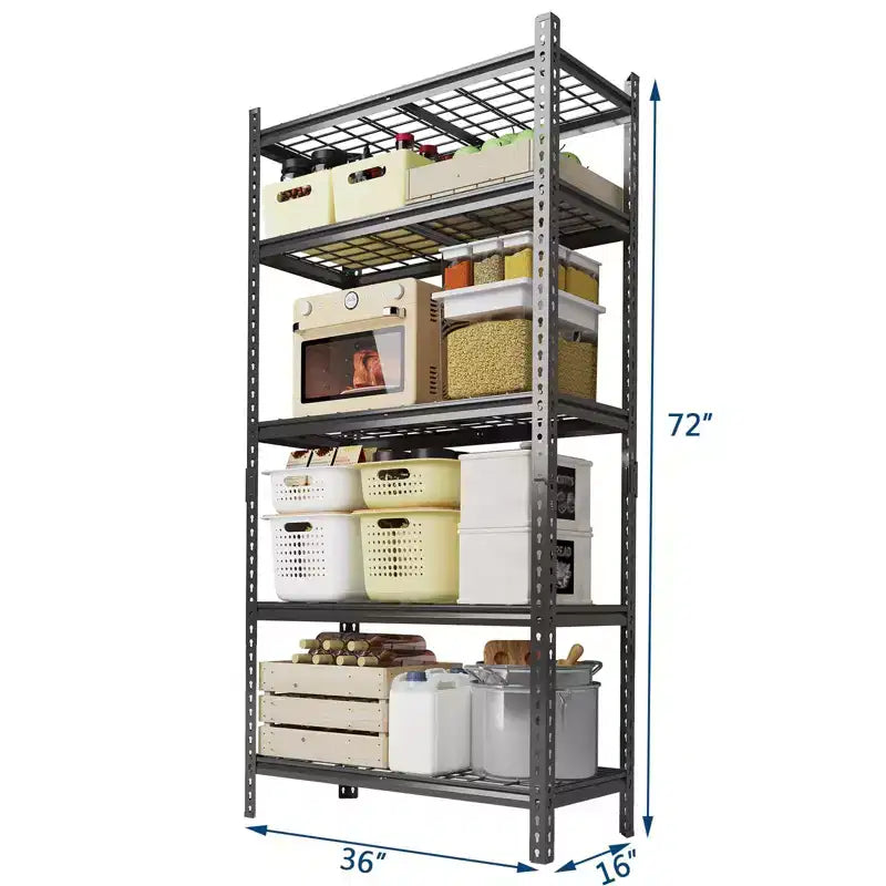 Scaffalatura da garage 2200 libbre Scaffali portaoggetti Scaffalatura metallica regolabile Scaffali metallici a 5 ripiani per garage, cucina, dispensa