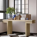 Okak 66IN Tavolo Consolle Minimalista con Impiallacciatura in Legno, Tavolo da Ingresso Extra Largo con Piano Spesso, Tavolo d'Appoggio per Corridoio, Soggiorno