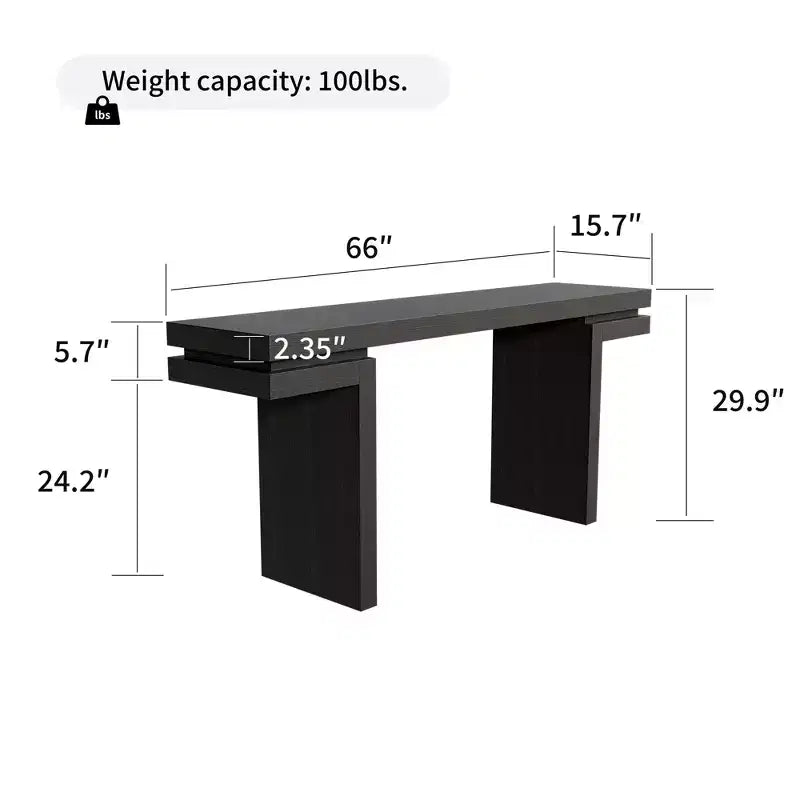 Okak 66IN Tavolo Consolle Minimalista con Impiallacciatura in Legno, Tavolo da Ingresso Extra Largo con Piano Spesso, Tavolo d'Appoggio per Corridoio, Soggiorno