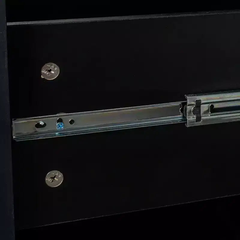 Scrivania angolare per computer Homy Casa con libreria e cassetti, workstation moderna per ufficio domestico, colore nero