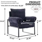 Poltrona Okak Modern Reclinabile con Schienale Imbottito in Ciniglia e Braccioli Regolabili, con Struttura in Metallo Nero, Poltrona Relax per Soggiorni, Aree Relax