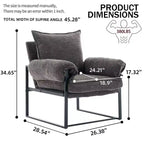 Poltrona Okak Modern Reclinabile con Schienale Imbottito in Ciniglia e Braccioli Regolabili, con Struttura in Metallo Nero, Poltrona Relax per Soggiorni, Aree Relax