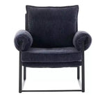 Poltrona Okak Modern Reclinabile con Schienale Imbottito in Ciniglia e Braccioli Regolabili, con Struttura in Metallo Nero, Poltrona Relax per Soggiorni, Aree Relax