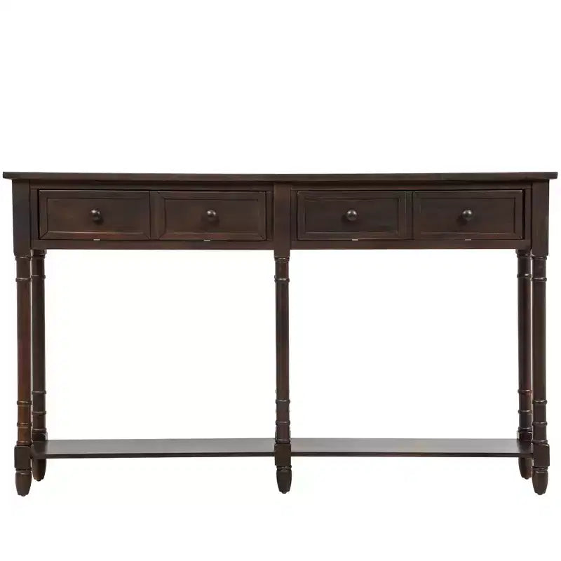 Okak 58IN Consolle Vintage Sottile, Tavolo d'Ingresso con Due Cassetti e Ripiano Inferiore, Tavolo d'Appoggio per Soggiorno, Corridoio