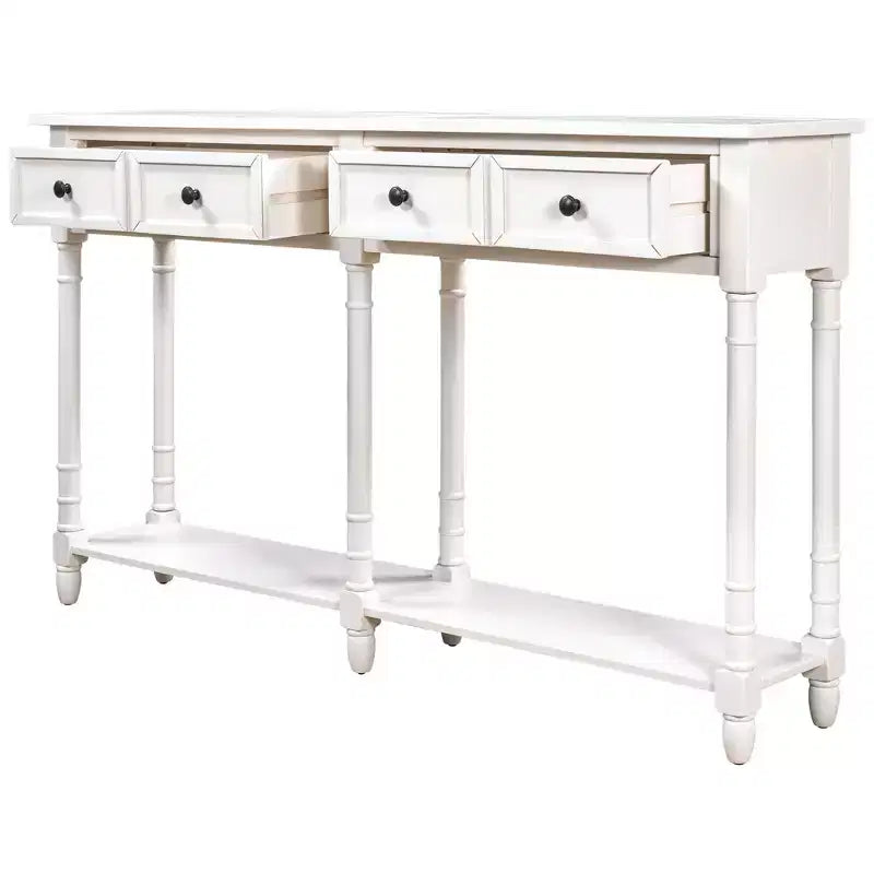 Okak 58IN Consolle Vintage Sottile, Tavolo d'Ingresso con Due Cassetti e Ripiano Inferiore, Tavolo d'Appoggio per Soggiorno, Corridoio