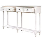Okak 58IN Consolle Vintage Sottile, Tavolo d'Ingresso con Due Cassetti e Ripiano Inferiore, Tavolo d'Appoggio per Soggiorno, Corridoio