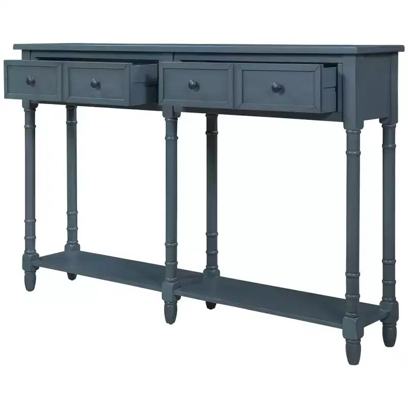 Okak 58IN Consolle Vintage Sottile, Tavolo d'Ingresso con Due Cassetti e Ripiano Inferiore, Tavolo d'Appoggio per Soggiorno, Corridoio