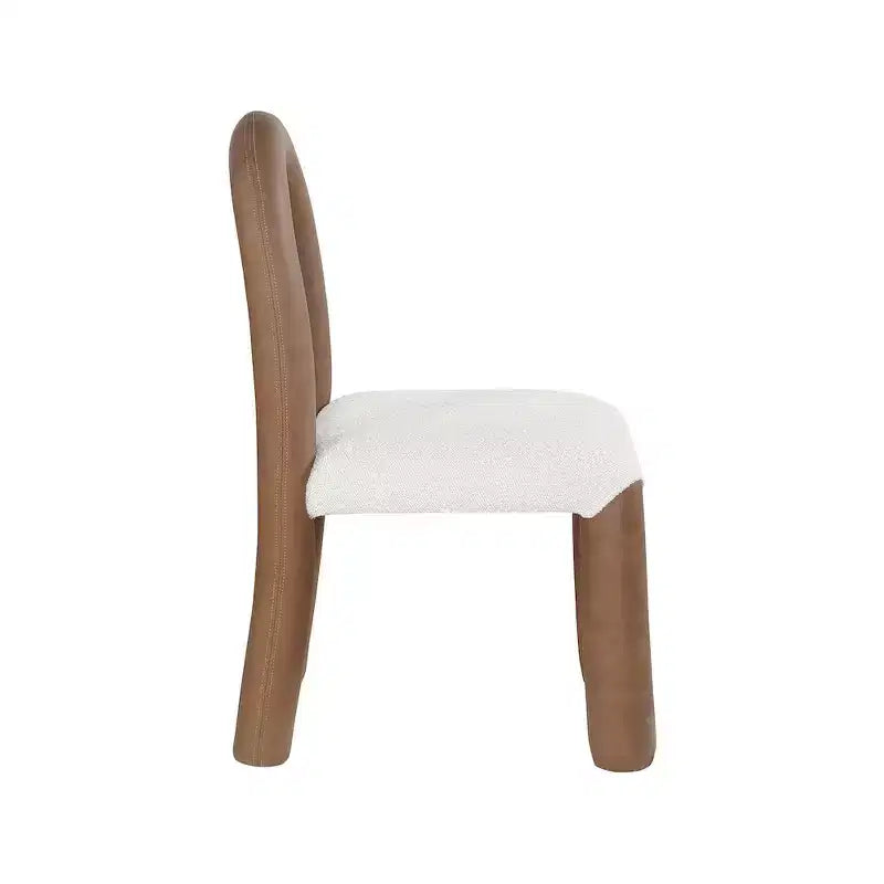 Meridian Furniture, Sedia da Pranzo Amari in Ecopelle e Tessuto Bouclé, Set da 2