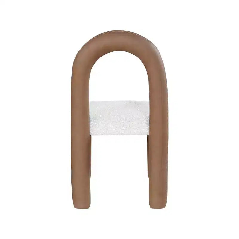 Meridian Furniture, Sedia da Pranzo Amari in Ecopelle e Tessuto Bouclé, Set da 2