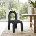 Meridian Furniture, Sedia da Pranzo Amari in Ecopelle e Tessuto Bouclé, Set da 2