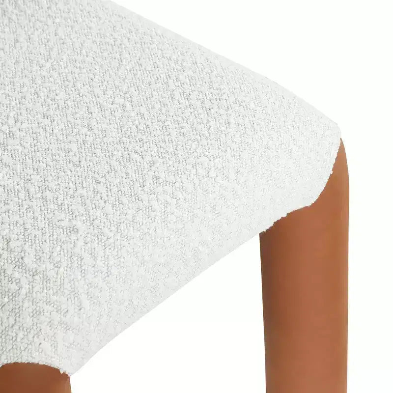 Meridian Furniture, Sedia da Pranzo Amari in Ecopelle e Tessuto Bouclé, Set da 2