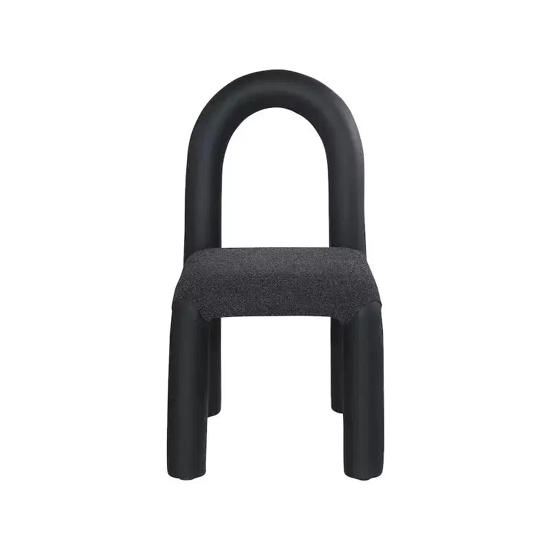 Meridian Furniture, Sedia da Pranzo Amari in Ecopelle e Tessuto Bouclé, Set da 2