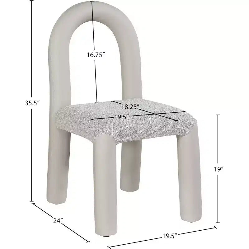 Meridian Furniture, Sedia da Pranzo Amari in Ecopelle e Tessuto Bouclé, Set da 2