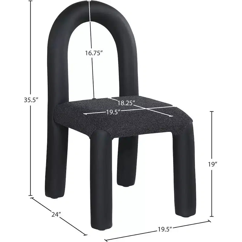 Meridian Furniture, Sedia da Pranzo Amari in Ecopelle e Tessuto Bouclé, Set da 2
