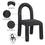 Meridian Furniture, Sedia da Pranzo Amari in Ecopelle e Tessuto Bouclé, Set da 2