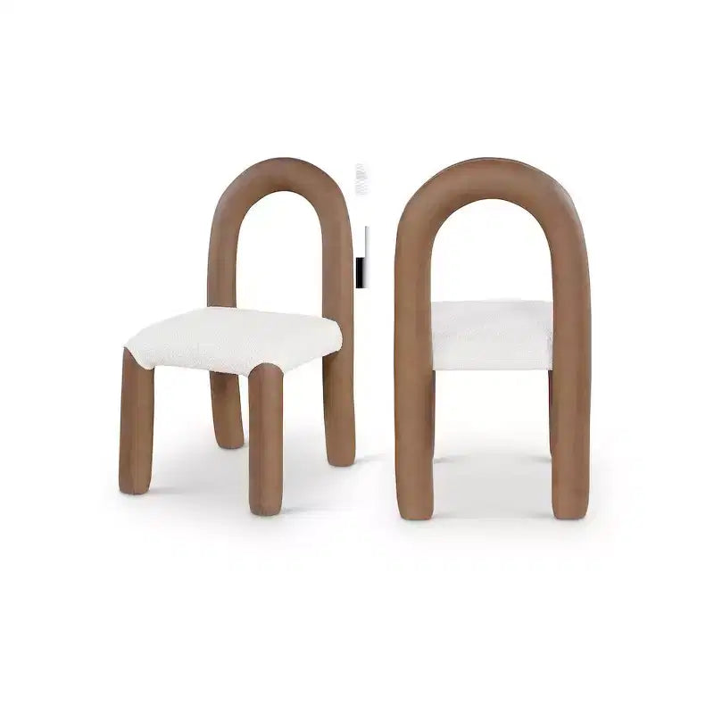 Meridian Furniture, Sedia da Pranzo Amari in Ecopelle e Tessuto Bouclé, Set da 2