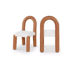 Meridian Furniture, Sedia da Pranzo Amari in Ecopelle e Tessuto Bouclé, Set da 2
