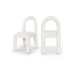 Meridian Furniture, Sedia da Pranzo Amari in Ecopelle e Tessuto Bouclé, Set da 2