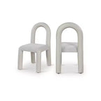 Meridian Furniture, Sedia da Pranzo Amari in Ecopelle e Tessuto Bouclé, Set da 2