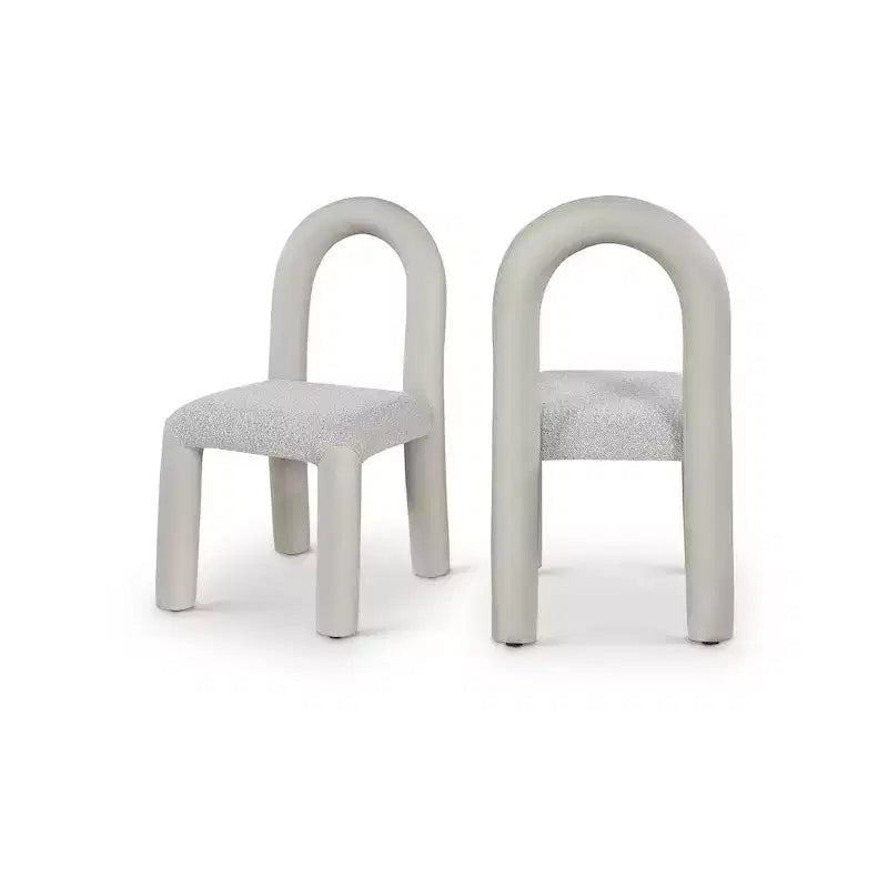 Meridian Furniture, Sedia da Pranzo Amari in Ecopelle e Tessuto Bouclé, Set da 2