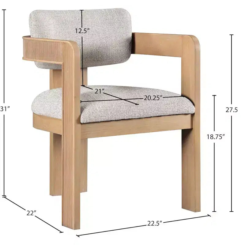 Meridian Furniture, Sedia da pranzo rivestita in tessuto testurizzato di lino beige Sacha, set da 2