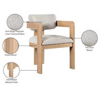 Meridian Furniture, Sedia da pranzo rivestita in tessuto testurizzato di lino beige Sacha, set da 2