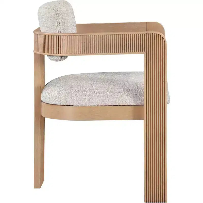 Meridian Furniture, Sedia da pranzo rivestita in tessuto testurizzato di lino beige Sacha, set da 2