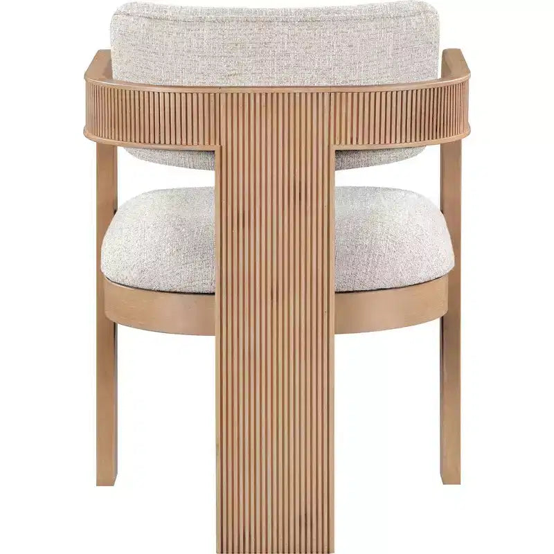 Meridian Furniture, Sedia da pranzo rivestita in tessuto testurizzato di lino beige Sacha, set da 2
