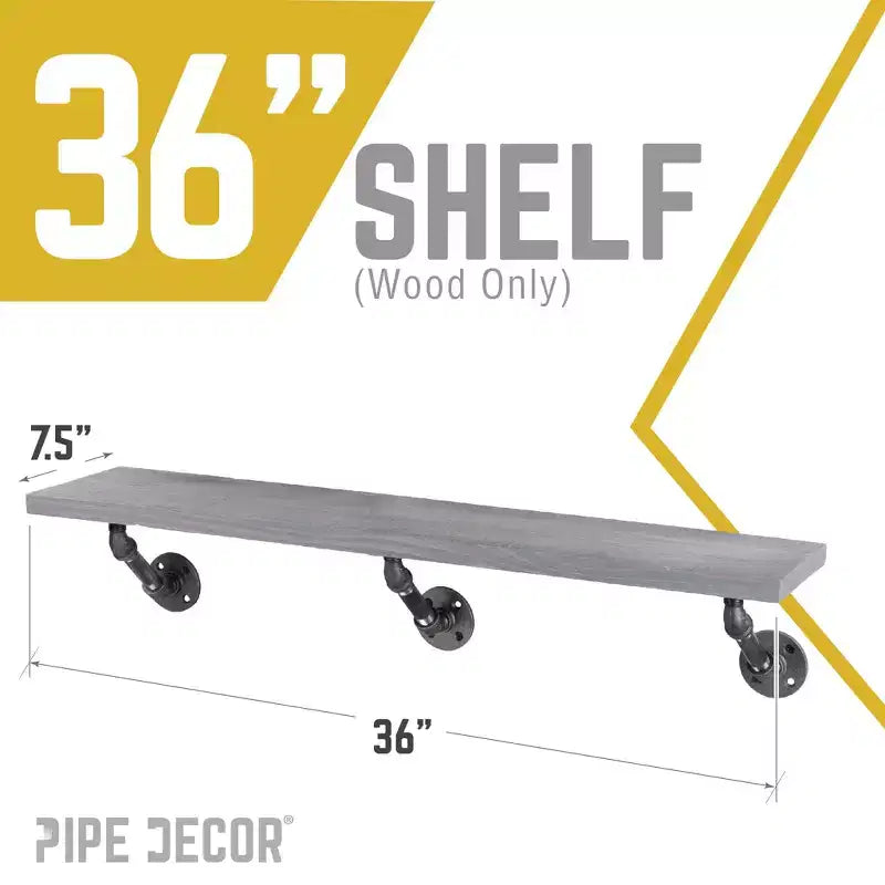 RESTORE Mensola in legno Riverstone Grey da 91,44 cm (solo legno) di Pipe Decor