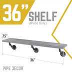 RESTORE Mensola in legno Riverstone Grey da 91,44 cm (solo legno) di Pipe Decor