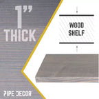 RESTORE Mensola in legno Riverstone Grey da 91,44 cm (solo legno) di Pipe Decor