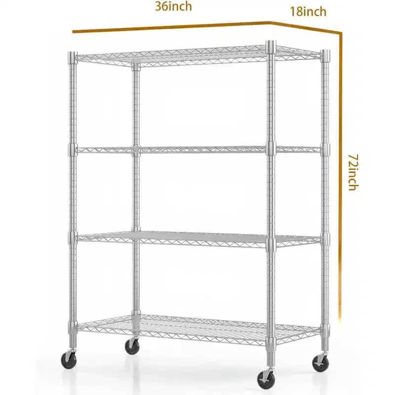 Homdox 36Lx18Px72A Scaffale in metallo a 4 ripiani per carichi pesanti, 1600 libbre di capacità, scaffali di stoccaggio con ruote per garage e cucina
