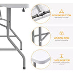 Tavolo pieghevole SUGIFT da 1,5 m, tavolo lungo pieghevole a metà per feste, tavolo portatile pieghevole con design resistente