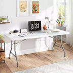 Tavolo pieghevole SUGIFT da 1,5 m, tavolo lungo pieghevole a metà per feste, tavolo portatile pieghevole con design resistente