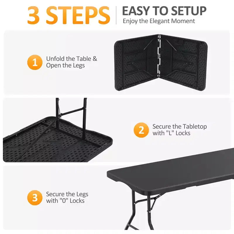 Tavolo pieghevole SUGIFT da 1,5 m, tavolo lungo pieghevole a metà per feste, tavolo portatile pieghevole con design resistente