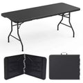 SUGIFT 5ft Folding Table Fold-in-Half Long Party Table Collapsible Portable Table with Heavy-Duty Design