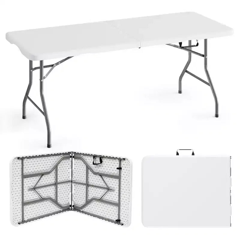 Tavolo pieghevole SUGIFT da 1,5 m, tavolo lungo pieghevole a metà per feste, tavolo portatile pieghevole con design resistente