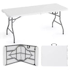 Tavolo pieghevole SUGIFT da 1,5 m, tavolo lungo pieghevole a metà per feste, tavolo portatile pieghevole con design resistente