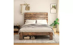 Zevemomo Struttura Letto Matrimoniale Queen, Struttura Letto Matrimoniale Robusta Queen Size, Strutture Letto a Piattaforma con Testiera e Pediera in Legno, Silenziosa, Nessun Sommier a Molle Necessario, Marrone
