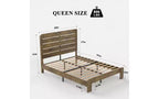 Zevemomo Struttura Letto Matrimoniale Queen, Struttura Letto Matrimoniale Robusta Queen Size, Strutture Letto a Piattaforma con Testiera e Pediera in Legno, Silenziosa, Nessun Sommier a Molle Necessario, Marrone