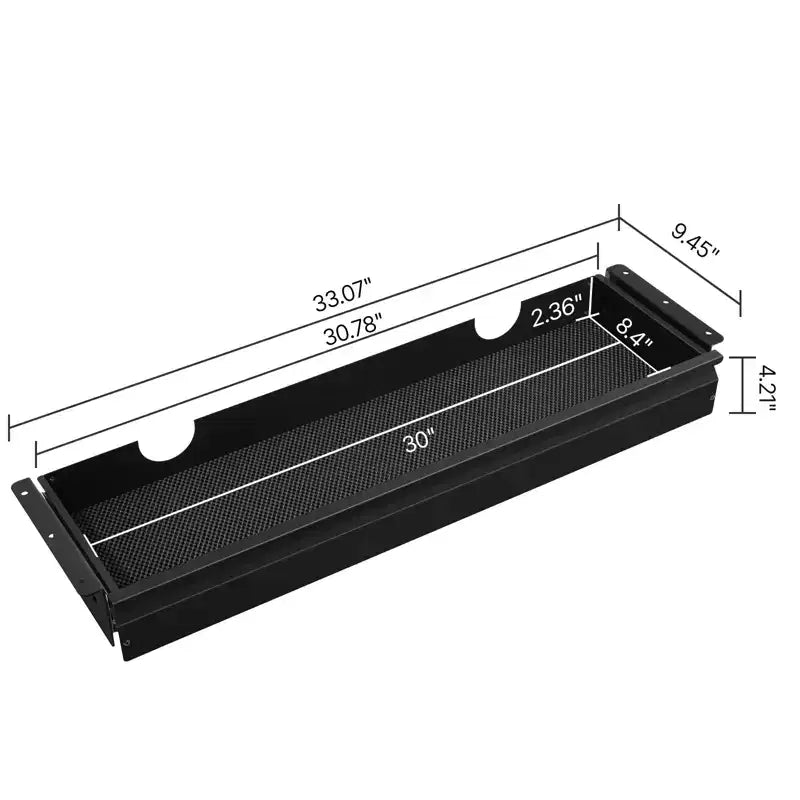 VEVOR Cassetto scorrevole sottopiano largo 33 pollici, accessorio sottopiano a scomparsa, organizer da scrivania nascosto, 33x9x4 pollici, nero