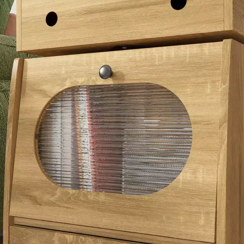 Mobile comodino robot Famapy - con illuminazione d'ambiente, ruote bloccabili e finestra in vetro temperato. Contenitore divertente per la camera dei bambini