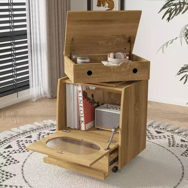 Mobile comodino robot Famapy - con illuminazione d'ambiente, ruote bloccabili e finestra in vetro temperato. Contenitore divertente per la camera dei bambini