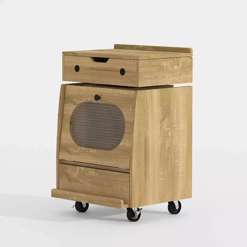 Mobile comodino robot Famapy - con illuminazione d'ambiente, ruote bloccabili e finestra in vetro temperato. Contenitore divertente per la camera dei bambini