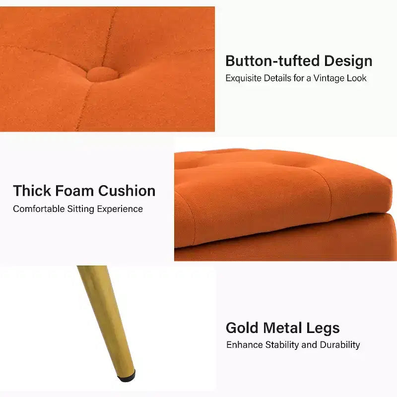 Panca contenitore Hippolytus con finiture borchiate e capitonné per la camera da letto | ART OF LIVING DESIGNS-NERO