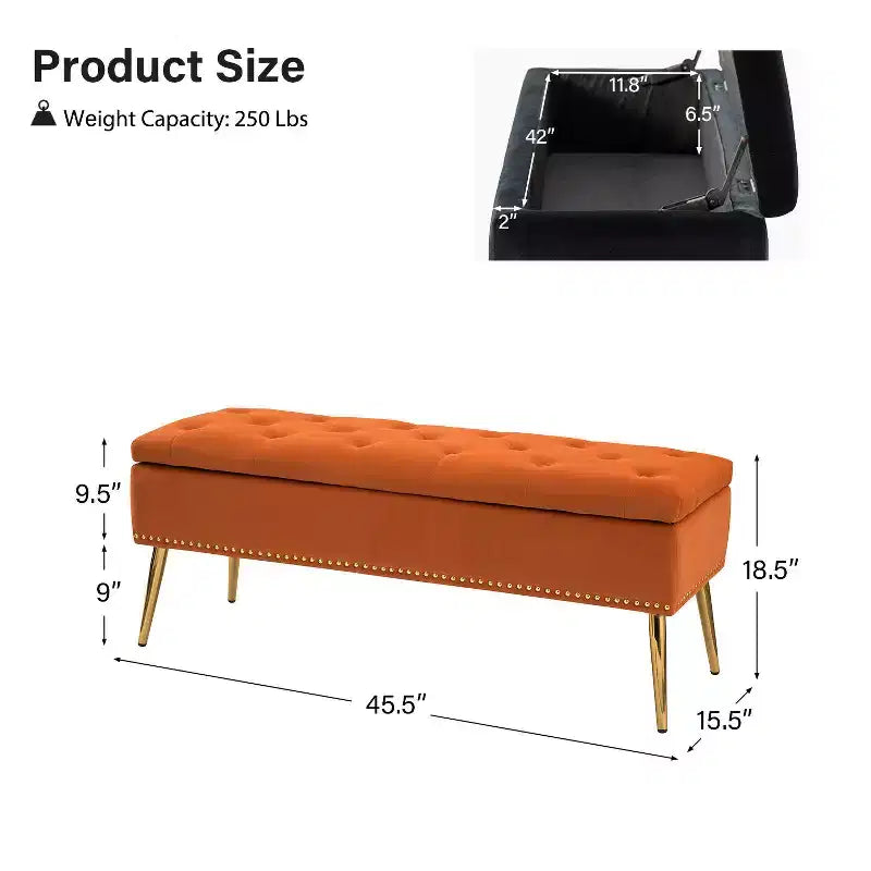 Panca contenitore Hippolytus con finiture borchiate e capitonné per la camera da letto | ART OF LIVING DESIGNS-NERO