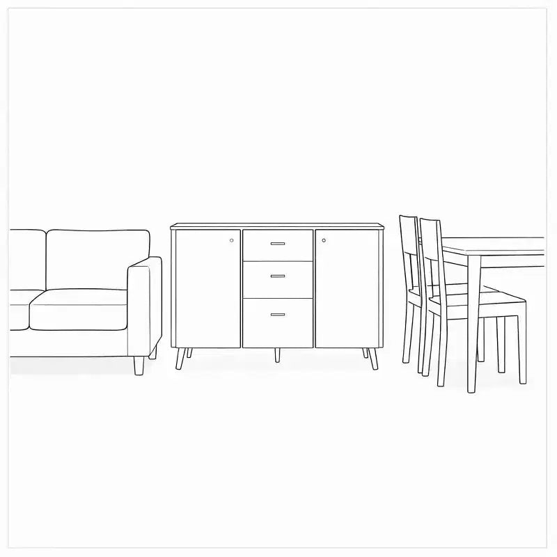 Homy Casa Meuble de Rangement 47 avec 3 Tiroirs et 2 Portes, Pieds en Bois, Chêne Blanc